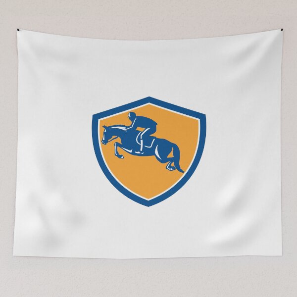 Aperçu de l'œuvre Equestrian Show Jumping Side Shield Retro créée et vendue par patrimonio.