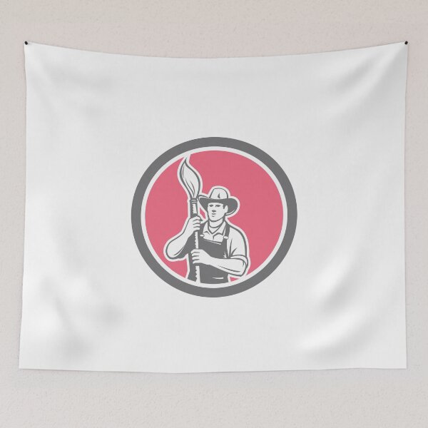 Item preview, House Painter Holding Paintbrush Circle Retro designed and sold by patrimonio.