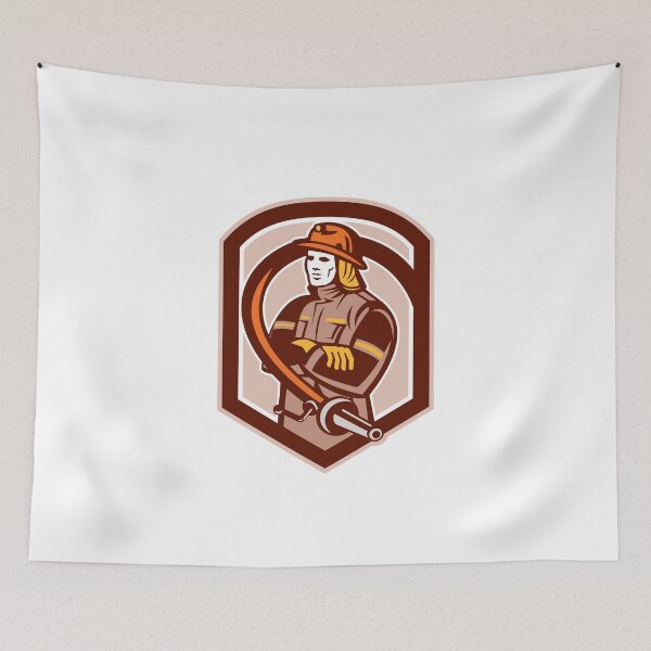 Item preview, Fireman Firefighter Folding Arms Shield Retro designed and sold by patrimonio.