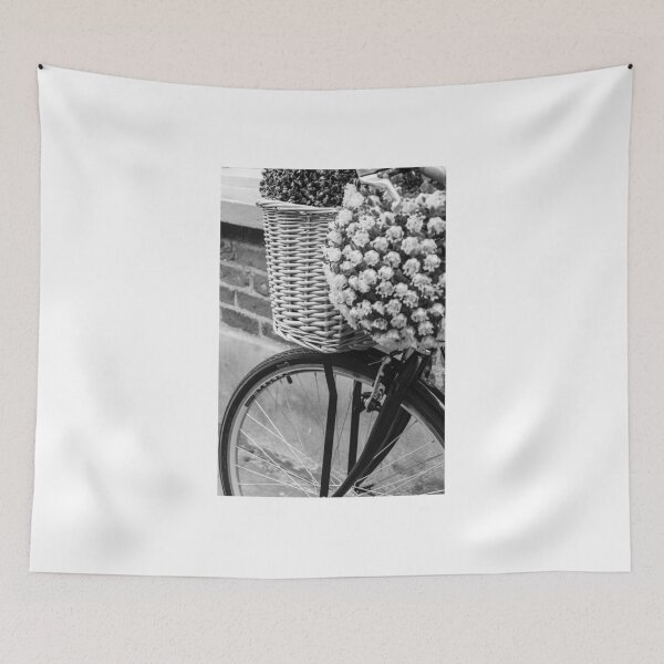 Item preview, Close up on street bicycle with basket of flowers designed and sold by Stanciuc.