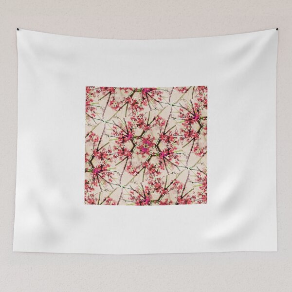 Item preview, Red Deco Geometric Nature Collage Floral Motif designed and sold by DFLC Prints.