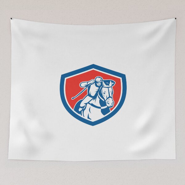 Artikelvorschau, Horse Racing Jockey Shield Retro entworfen und verkauft von patrimonio.