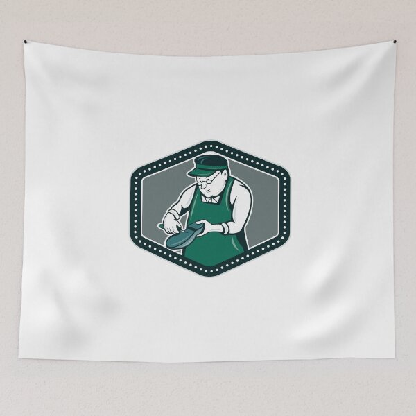 Item preview, Shoemaker Cobbler Shield Cartoon designed and sold by patrimonio.