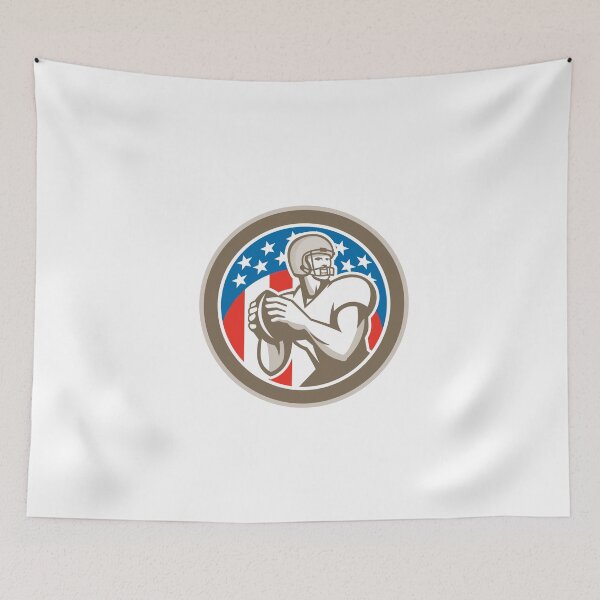 Artikelvorschau, American Football Quarterback QB Circle Retro entworfen und verkauft von patrimonio.