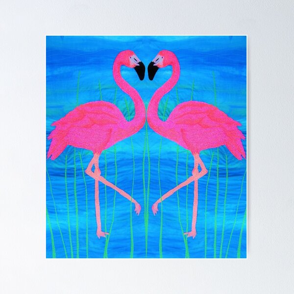 Item preview, Love Flamingo party print (embroidery art) designed and sold by JulietTurnbull.