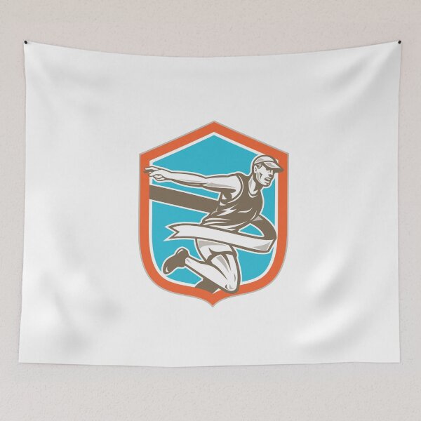 Item preview, Marathon Runner Finish Line Shield Retro designed and sold by patrimonio.
