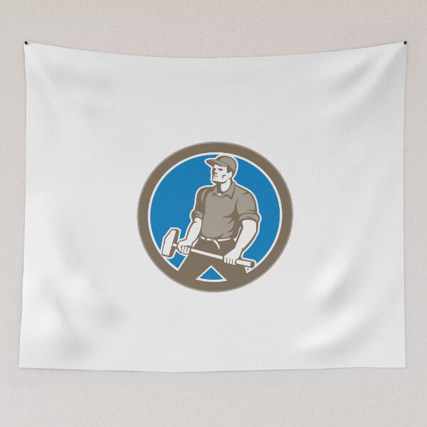 Item preview, Union Worker With Sledgehammer Circle Retro designed and sold by patrimonio.
