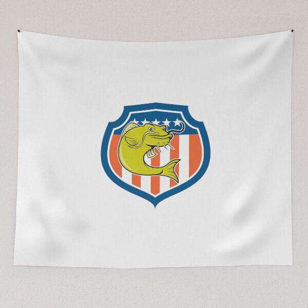 Item preview, Catfish Angryfish Shield Cartoon designed and sold by patrimonio.