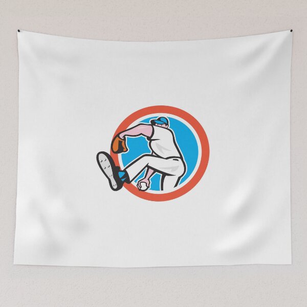 Item preview, Baseball Pitcher Throwing Ball Circle Cartoon designed and sold by patrimonio.