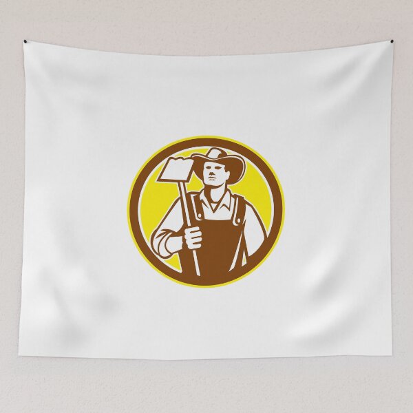 Item preview, Organic Farmer Holding Grab Hoe Circle Retro designed and sold by patrimonio.