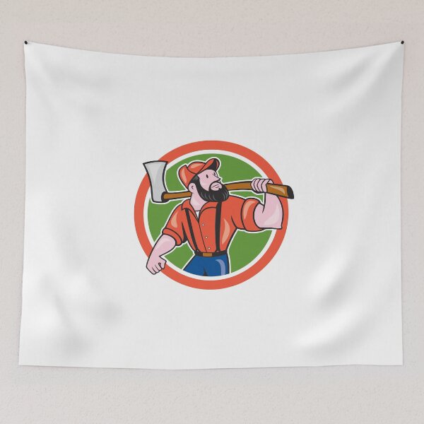 Item preview, LumberJack Holding Axe Circle Cartoon designed and sold by patrimonio.