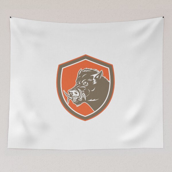 Item preview, Wild Boar Razorback Head Side Shield Retro designed and sold by patrimonio.