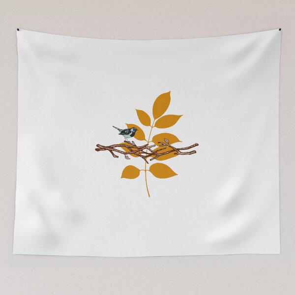 Item preview, Blue Bird On Branch With Leaf designed and sold by TheyComeAlong.