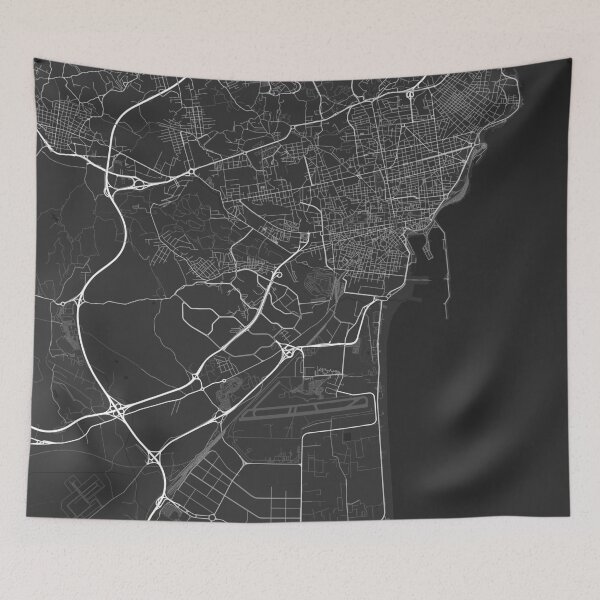 Aperçu de l'œuvre Catania, Italy Map. (White on black) créée et vendue par Graphical-Maps.