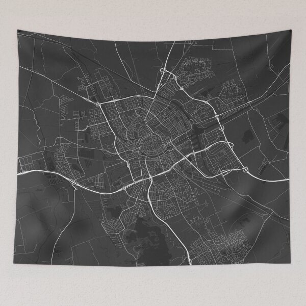 Item preview, Groningen, Netherlands Map. (White on black) designed and sold by Graphical-Maps.