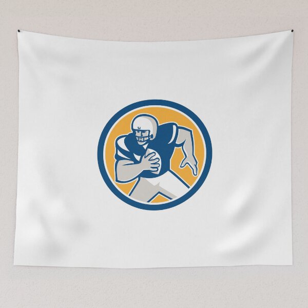 Artikelvorschau, American Football QB Player Running Circle Retro entworfen und verkauft von patrimonio.