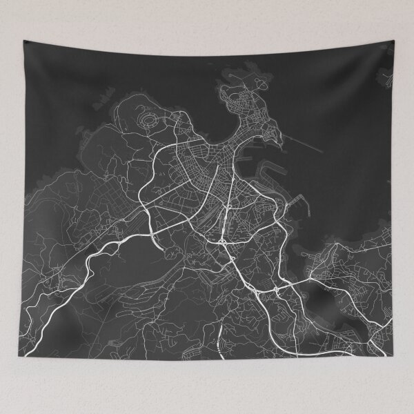 Item preview, A Coruna, Spain Map. (White on black) designed and sold by Graphical-Maps.