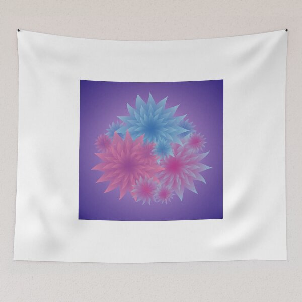 Item preview, Bunch of Tender Flowers in Shades of Blue and Pink on Dark Background designed and sold by amovitania.