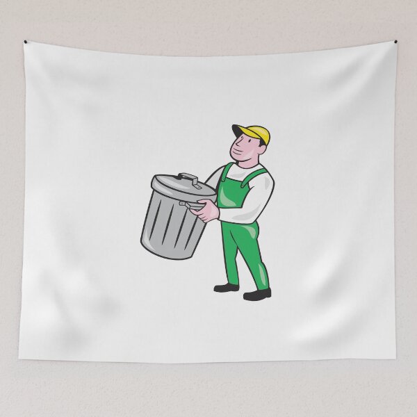 Item preview, Garbage Collector Carrying Bin Cartoon designed and sold by patrimonio.