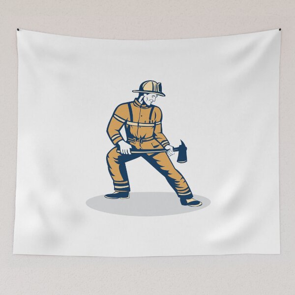 Item preview, Fireman Firefighter Standing Holding Fire Axe designed and sold by patrimonio.