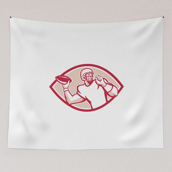 Item preview, American Football QB Throwing Oval Retro designed and sold by patrimonio.