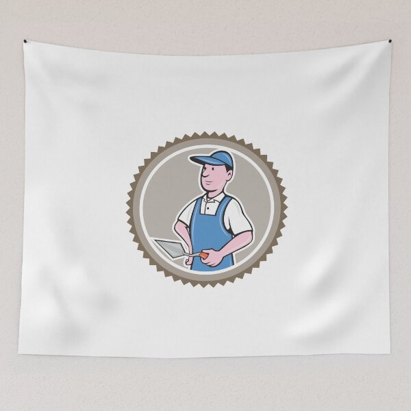 Item preview, Bricklayer Mason Plasterer Rosette Cartoon designed and sold by patrimonio.