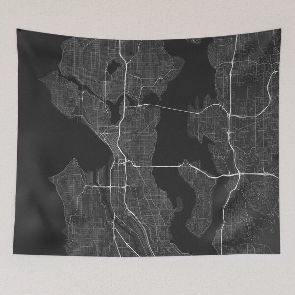 Item preview, Seattle, USA Map. (White on black) designed and sold by Graphical-Maps.