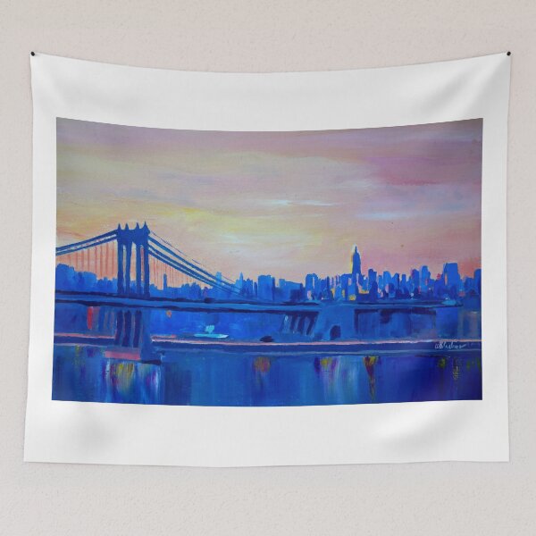 Item preview, Blue Manhattan Skyline with Bridge and Vanilla Sky- designed and sold by artshop77.