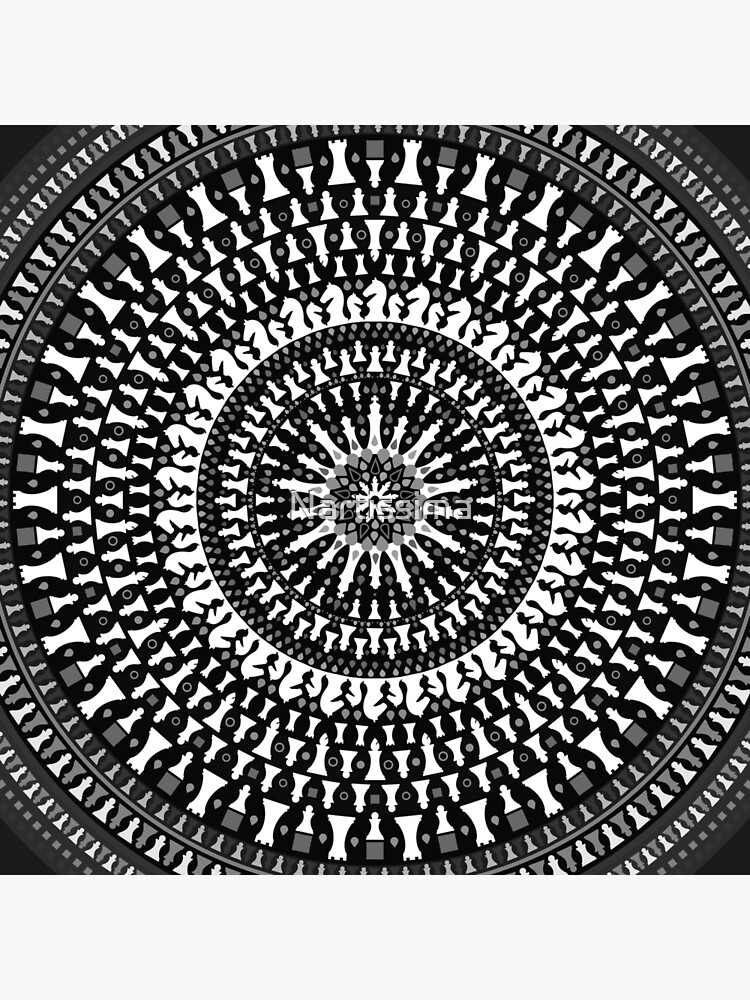 Chess Pieces Mandala - Grayscale by Nartissima
