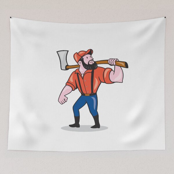 Item preview, LumberJack Holding Axe Cartoon designed and sold by patrimonio.
