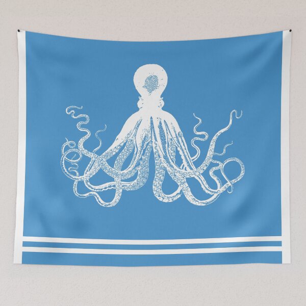 Item preview, White Octopus on Blue Background designed and sold by Greenbaby.