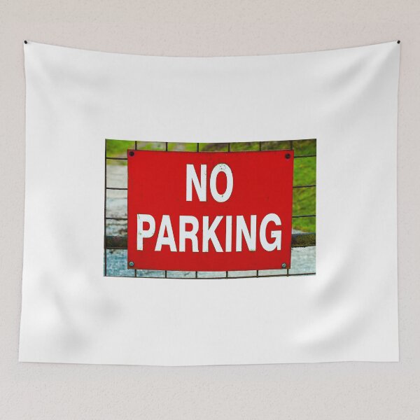 Item preview, Closeup on red NO PARKING sign designed and sold by Stanciuc.