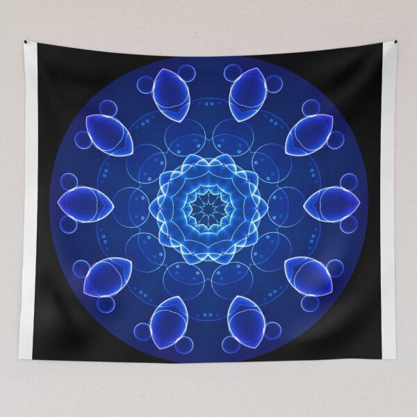 Aperçu de l'œuvre Blue Bubbles Kaleidoscope 02 créée et vendue par fantasytripp.