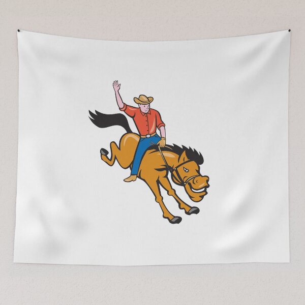 Item preview, Rodeo Cowboy Riding Bucking Bronco Cartoon designed and sold by patrimonio.