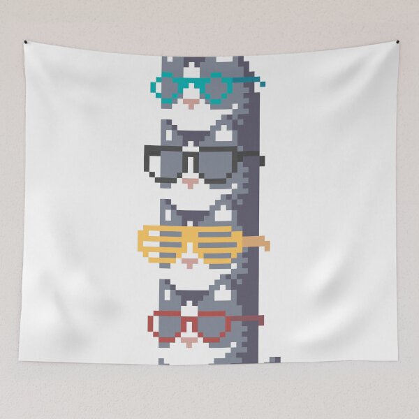 Item preview, Cats In Glasses Pile Pixel Art designed and sold by obinsun.