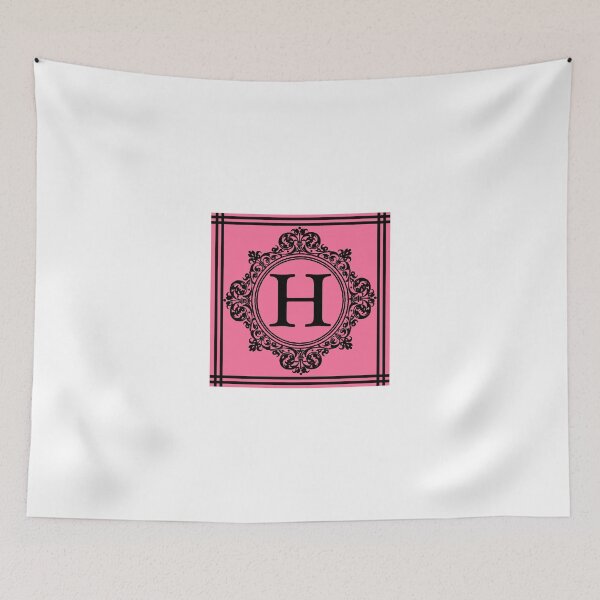 Aperçu de l'œuvre Monogramme rose et noir chaud H créée et vendue par Greenbaby.