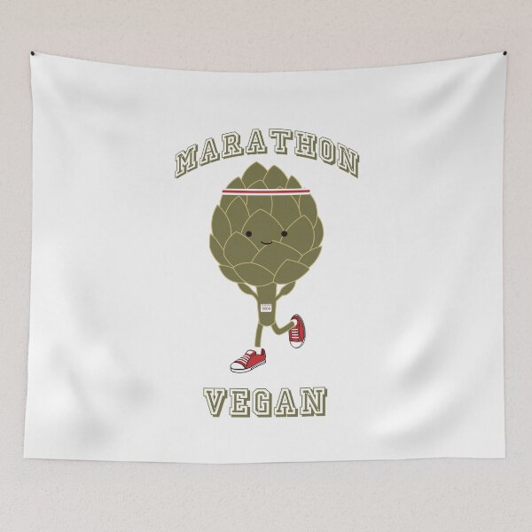 Item preview, Marathon Vegan - retro running artichoke designed and sold by Hedgie Designs.