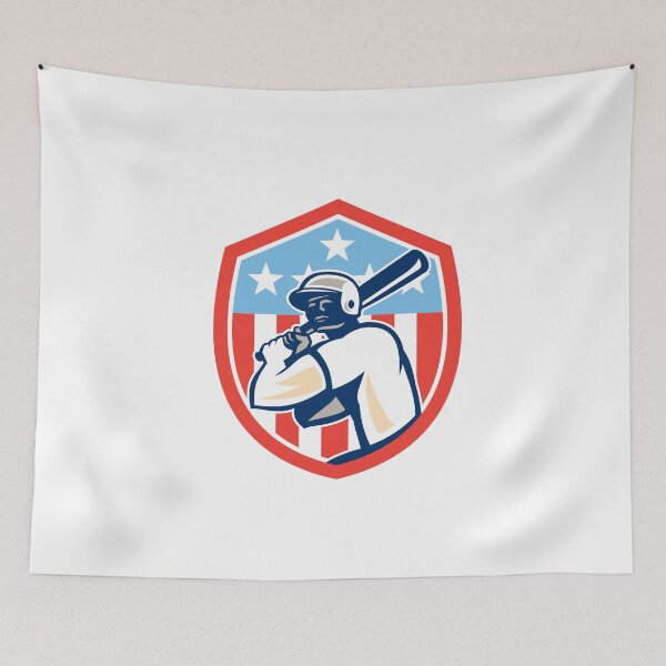 Aperçu de l'œuvre American Baseball Batter Hitter Shield Retro créée et vendue par patrimonio.