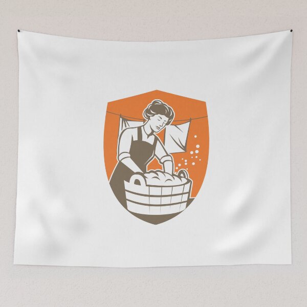 Item preview, Housewife Washing Laundry Vintage Retro designed and sold by patrimonio.
