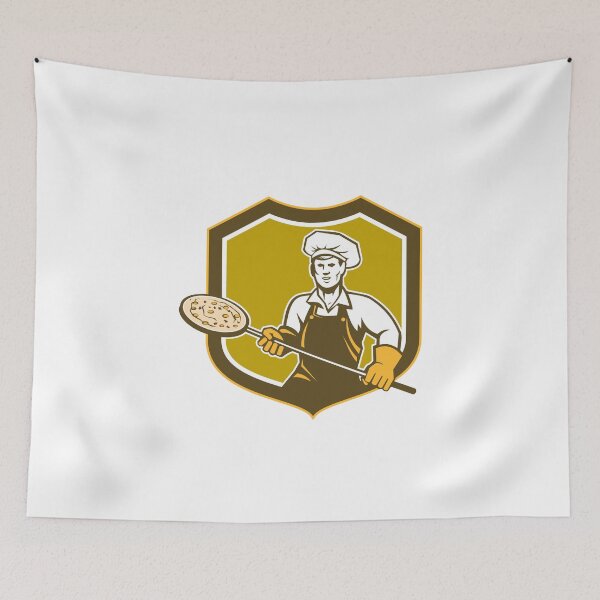 Item preview, Pizza Maker Holding Peel Shield Retro	 designed and sold by patrimonio.