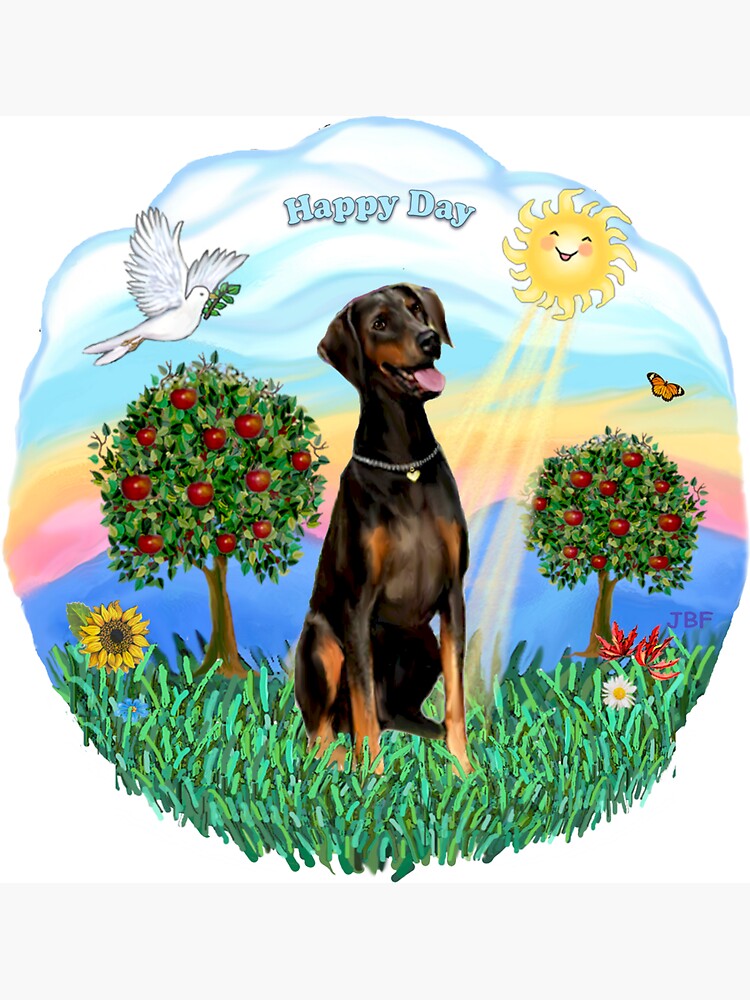 Happy Day with a Doberman Pinscher (natural ears) by JeanBFitzgerald