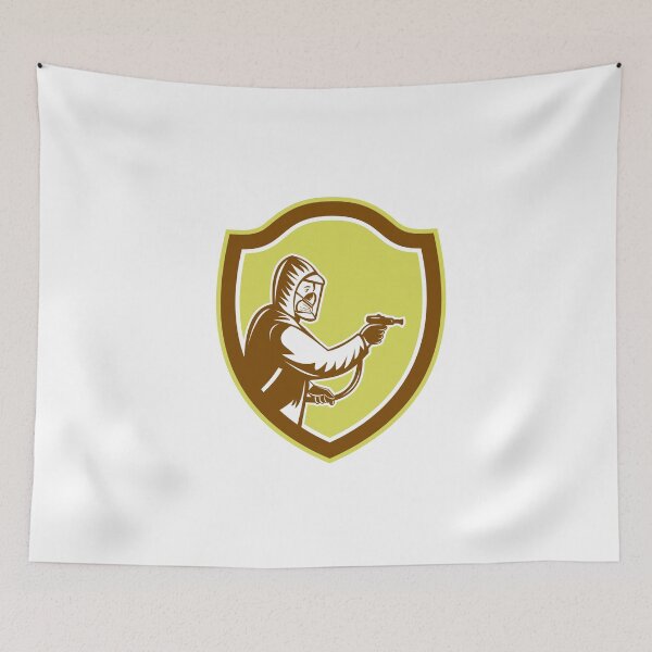 Item preview, Pest Control Exterminator Spraying Shield Retro designed and sold by patrimonio.