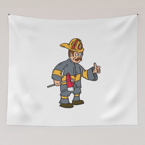 Item preview, Fireman Firefighter Axe Thumbs Up Cartoon designed and sold by patrimonio.