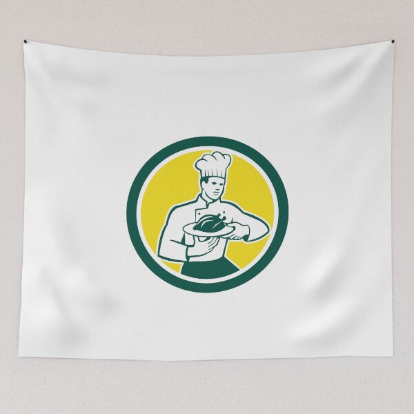 Item preview, Chef Cook Serving Chicken Platter Circle Retro designed and sold by patrimonio.