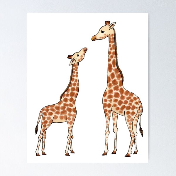 Mom and Baby Giraffe Monogram G - Monogram G - Posters and Art