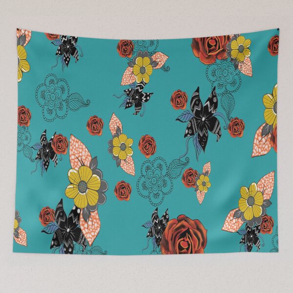Aperçu de l'œuvre Imprimé floral avec des roses et des fleurs en tissu de boue créée et vendue par Janai Johnson.