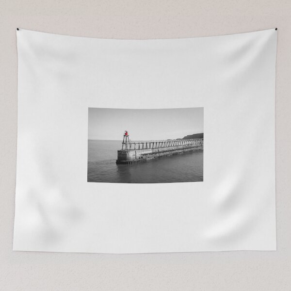Item preview, Scenic view of Whitby Pier in black and white designed and sold by Stanciuc.