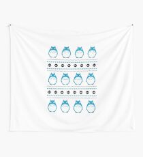 Totoro Winter Pattern - Blue Wall Tapestry