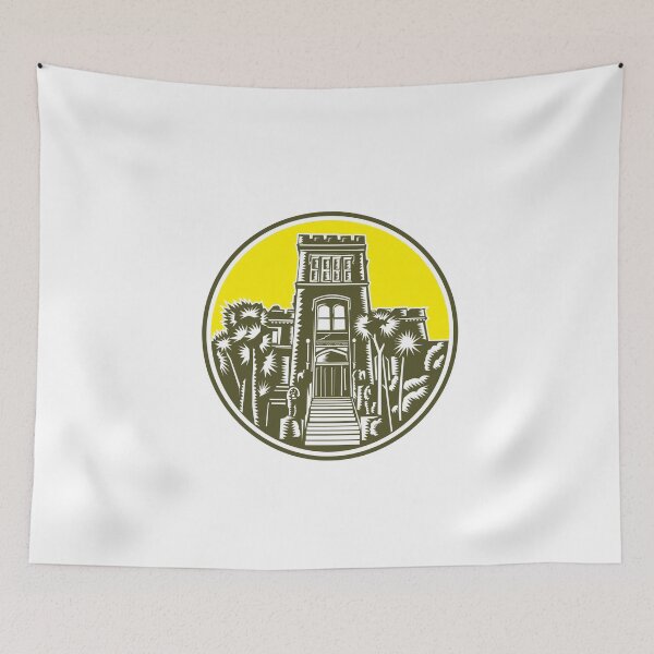 Item preview, Larnach Castle Dunedin Woodcut Retro designed and sold by patrimonio.