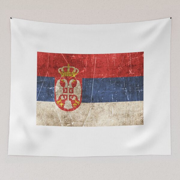 Item preview, Vintage Aged and Scratched Serbian Flag designed and sold by JeffBartels.
